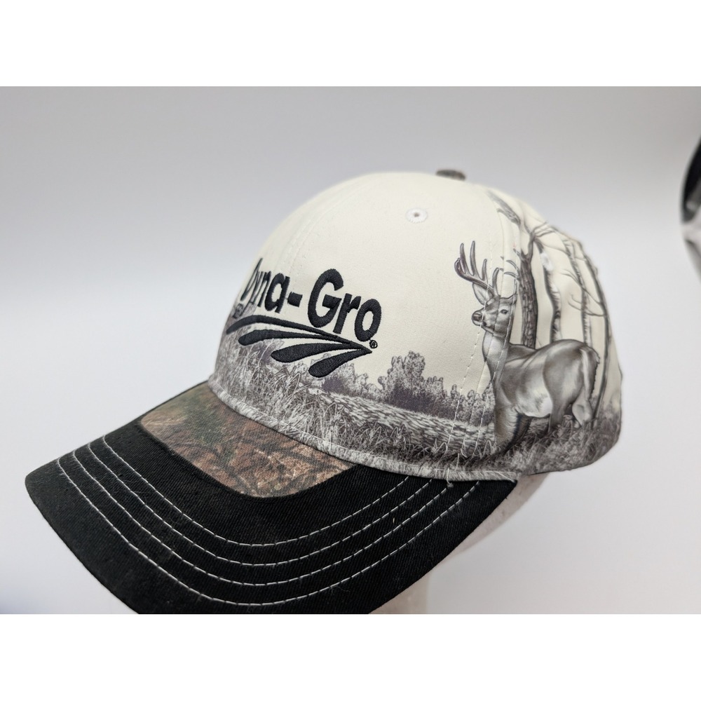 Dyna-Gro Seed Camo Deer Graphic Baseball Cap Hat Adjustable Black Tan